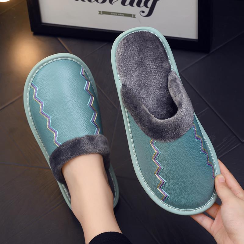 秋冬季家居保暖拖鞋男女室内防滑居家用面绣花保暖拖鞋1119h