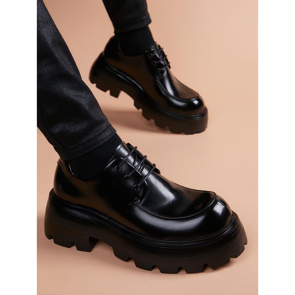 皮鞋男2025秋冬新款英伦风厚底增高德比鞋爆款轻奢百搭男鞋1212e