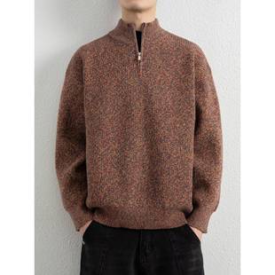 针织衫 秋宽松慵懒立领线衫 外1219u 设计感加厚高拉炼毛衣男士 冬季