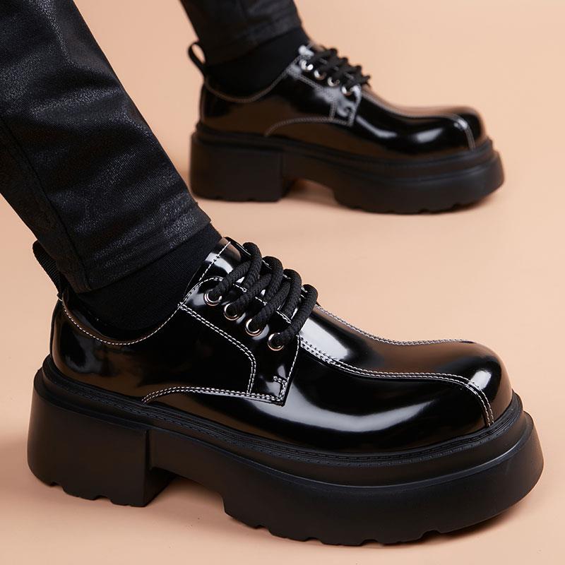 男士秋冬皮鞋男2025季新款厚底增高德比鞋英伦风休闲皮男鞋1008h