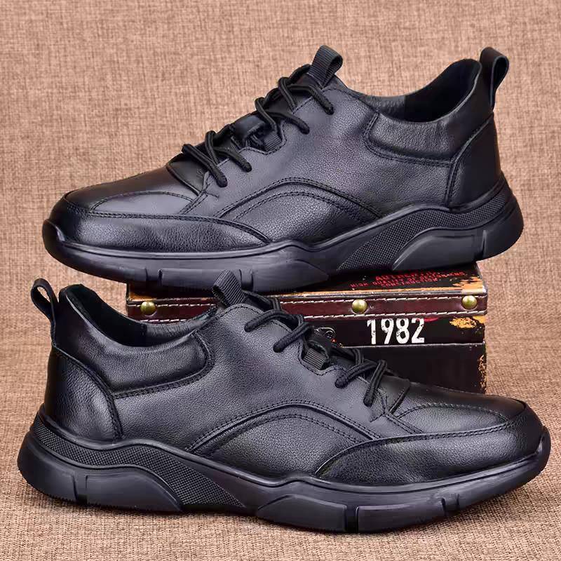 秋冬运动皮鞋男士户外休闲防滑跑步鞋软面皮男鞋1024u