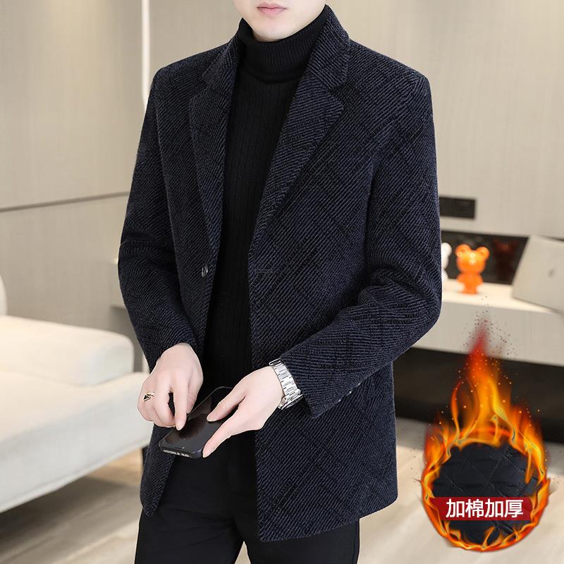 秋冬季新品中年毛呢大衣男士外套中长款休闲西装领风衣男装1209e