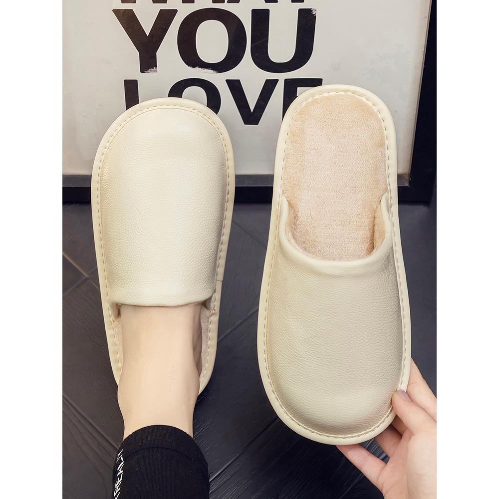 秋冬季男士新款家居室内拖鞋男女居家用防滑厚底面加绒1113n