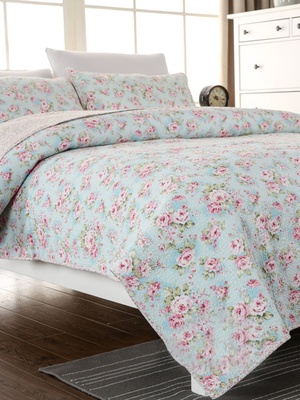 新款清新蔷薇全棉水洗被床盖纯棉绗缝被空调被夏凉被被子加厚床单