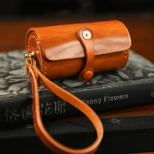 意大利植鞣牛皮收纳盒牛皮文玩核桃收纳包里外纯牛皮手工制作皮盒