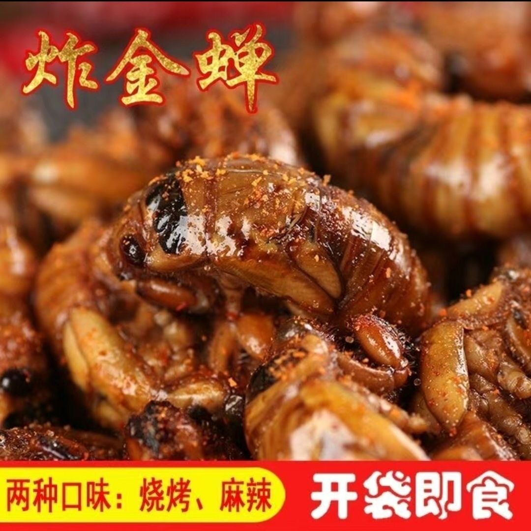 香酥知了猴金蝉蛹油炸即食唐僧肉爬叉虫子结了龟开袋即食山东特产