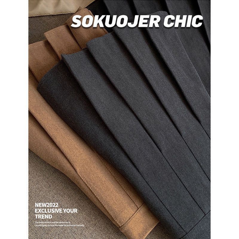 加厚毛呢百褶裙女学生2025秋冬高腰显瘦学院风JK半身裙a字短裙子