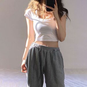 纯棉短款甜辣妹上衣女夏季ins韩版内穿外搭修身显瘦纯欲风短袖T恤