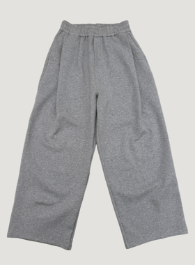 Oxycodone/400g雪花灰空气棉3D立体剪裁双打褶休闲遛狗阔腿卫裤