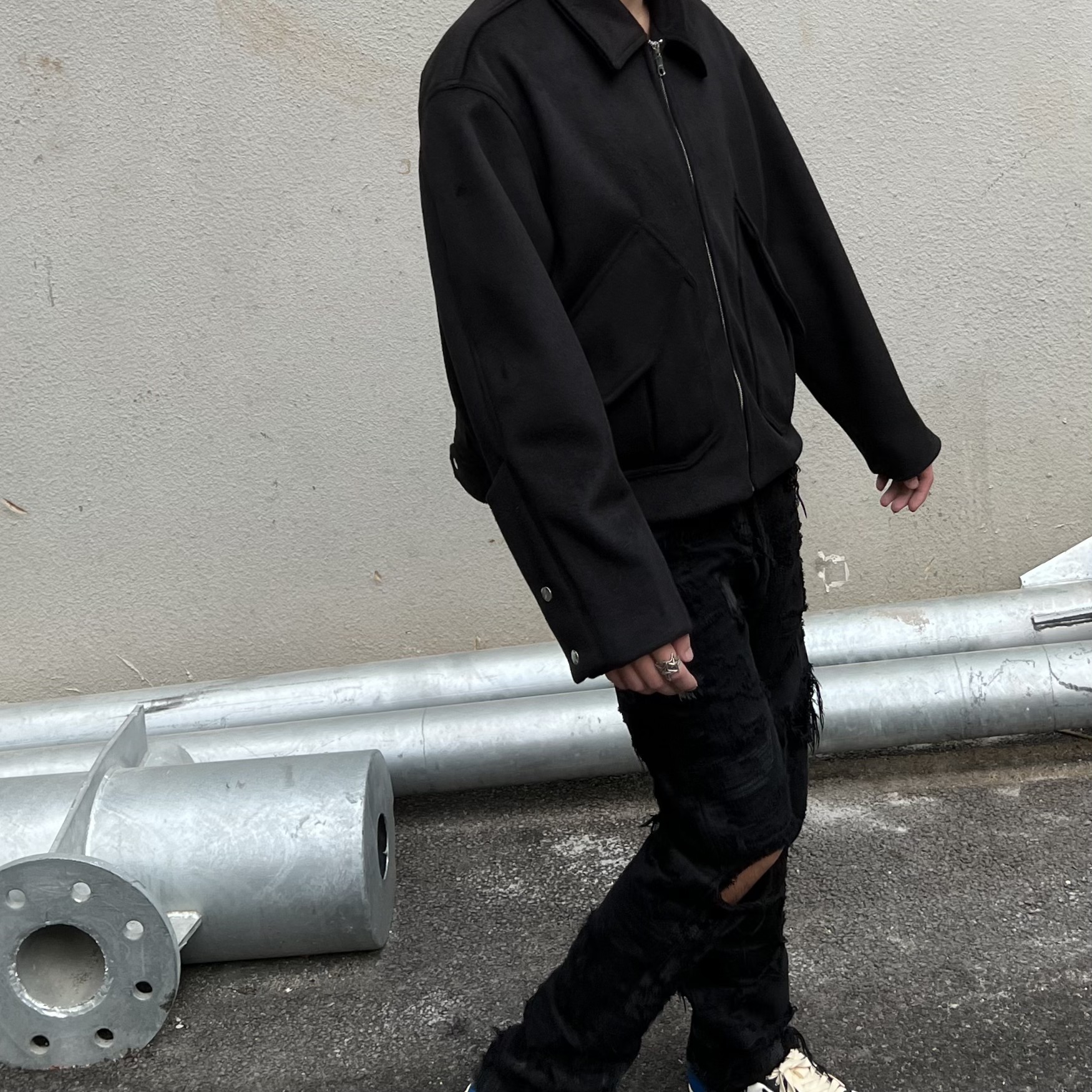 oxycodone/澳洲进口美利奴羊毛混纺抗皱3d立体剪裁短款夹克