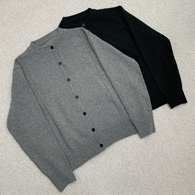 Oxycodone/定织羊毛兔绒混纺针织半高领基础开衫打底氛围感毛衣