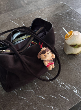 Oxycodone/头层胎牛绒麂皮「午夜可可」摩卡棕慵懒度假风单肩包