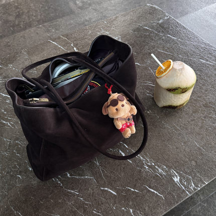 Oxycodone/头层胎牛绒麂皮「午夜可可」摩卡棕慵懒度假风单肩包