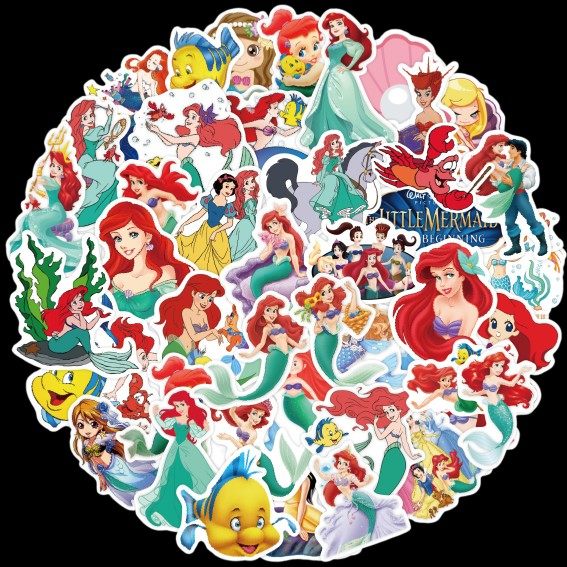 50张小美人鱼海的女儿Ariel爱丽儿公主儿童卡通贴纸笔记本水杯贴