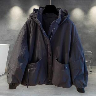 特大码300斤ins拉链连帽棉服外套男装冬季潮牌痞帅工装假两件上gz