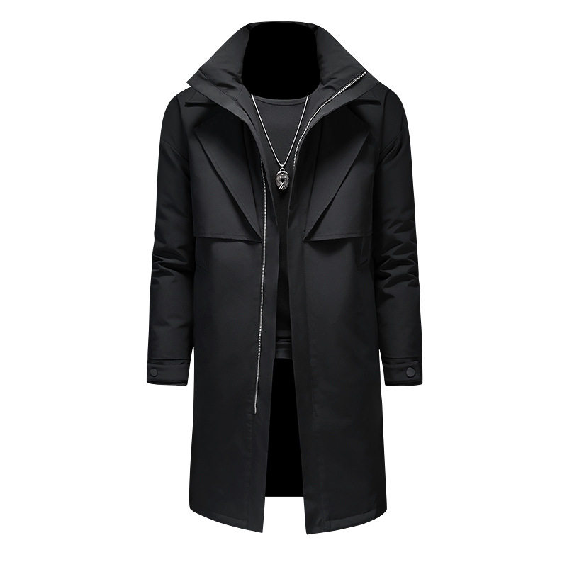 京东bsija男装官方正品牌七彩马冬季中长款羽绒服男士假两件风衣