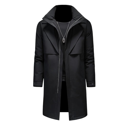 京东bsija男装官方正品牌七彩马冬季中长款羽绒服男士假两件风衣