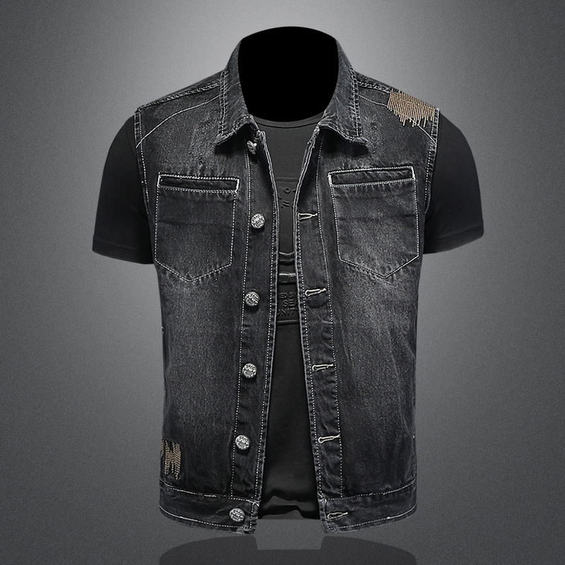 京东1943s店bsija唯品会正品牌男装春夏新款复古牛仔马甲男士潮流