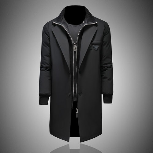 京东bsija男装官方正品牌七彩马冬季新款西装领白鸭绒羽绒服男士