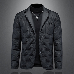 男装ggvv正品牌简木2025新款冬季高档西装领羽绒服休闲保暖外
