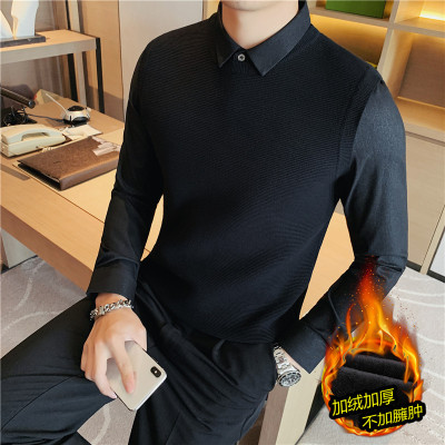 京东官方bsija1943s唯品会官网男装冬季高级感加绒加厚假两件衬衫