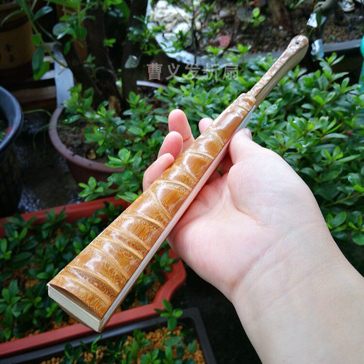 18节去皮留节罗汉竹文玩折扇10寸十3方十八罗汉老烟杆空白宣纸扇