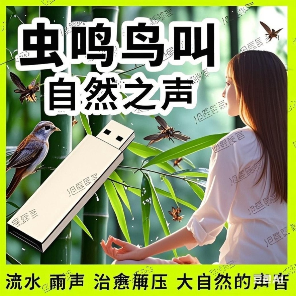 大自然纯音乐白噪音减压疗愈流水声滴水声鸟鸣声乐助眠MP3音优盘