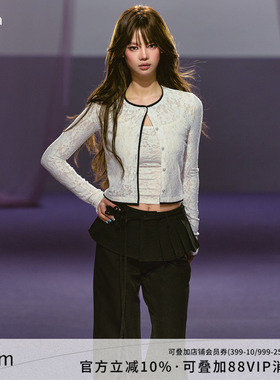 AGAM 双层内搭防透修身蕾丝吊带＋蕾丝拼缎面开衫套装