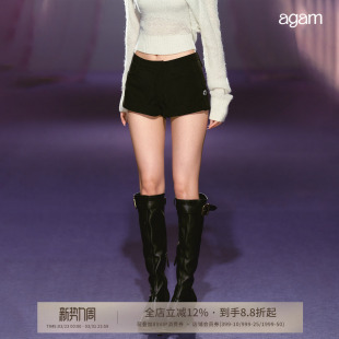 利落卷边显瘦低腰百搭休闲短裤 AGAM 修身 mini小香短裤 经典