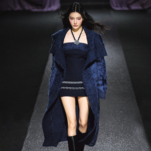 AGAM 慵懒感毛衣外套大翻领针织开衫+手编花撞色连衣裙秋冬季套装