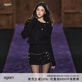 保暖套头半高领针织打底衫 新款 上衣 澳洲羊毛麻花毛衣女冬季 AGAM