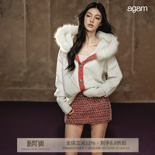 一体设计A字廓形百搭mini裙裤 AGAM 小香风无腰头裙裤