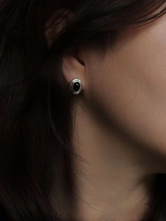韩国925纯银黑色耳钉女新款潮小众设计感高级ins耳环耳饰