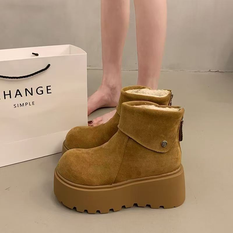 大东她保暖增高厚底雪地靴女款