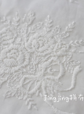 日本进口白色刺绣玫瑰花束花片 刺绣精致花束6*6cm