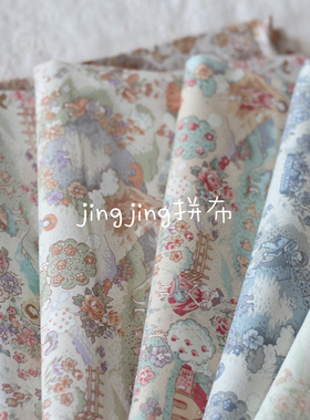 日本yuwa进口纯棉印花布料 清新可爱 娃娃 拼布娃衣服装面料