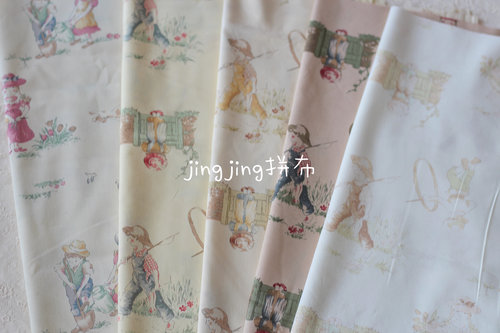 日本yuwa纯棉进口布料两小无猜复古人物早苗用手工拼布娃衣面料