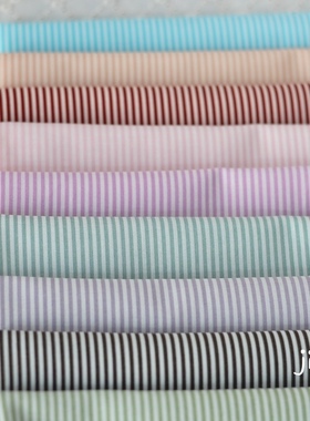 日本进口yuwa有轮纯棉印花布料 条纹基础配色拼布娃衣面料