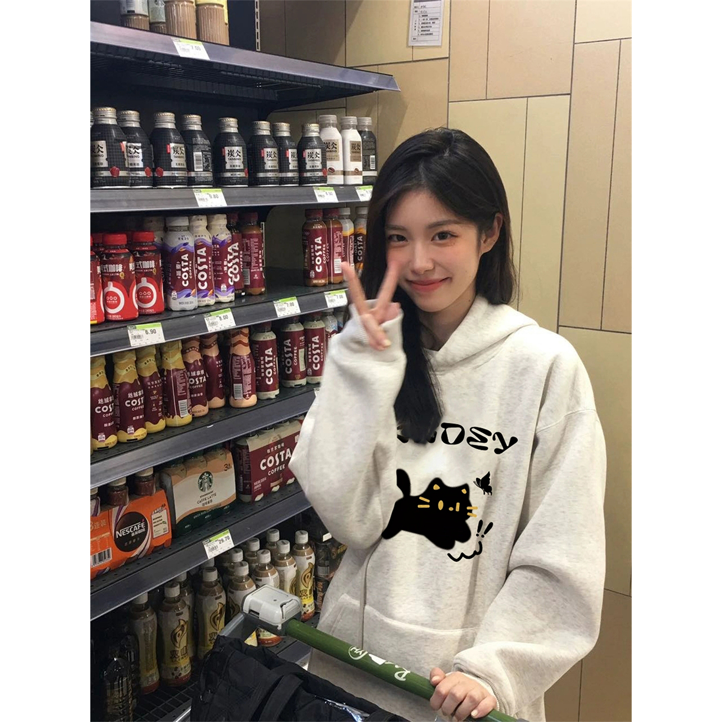 【送运费险】卡通猫咪印花卫衣女