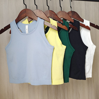 螺纹打底运动瑜伽背心带胸垫