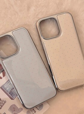 清新波点韩系新款银边滴胶手机壳适用苹果iPhone17promax高级感好看保护套小众16plus亮面15pro14防摔简约13