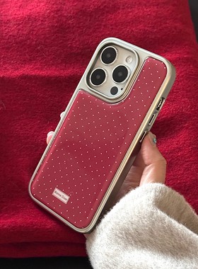 新年红色波点新款银框手机壳适用苹果iPhone17promax高级感保护套小众16plus亮面15pro14防摔简约13气质