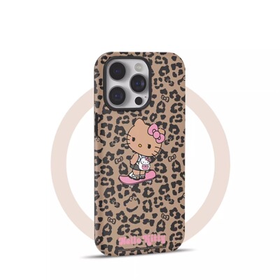 豹纹滑板凯蒂猫适用苹果16手机壳