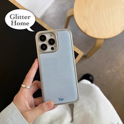 极简条纹粉蓝韩系新款手机壳