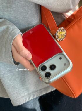 韩女时尚元气感简约纯色新年红适用iphone17pro/17promax保护壳苹果16手机壳16promax保护套15防摔13/14外壳