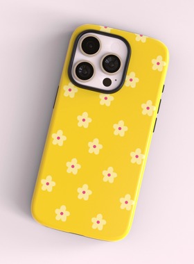 简约黄色小花朵适用苹果16promax手机壳菲林壳二合一iPhone15新款手机壳14promax磨砂高级13防摔12日韩保护套