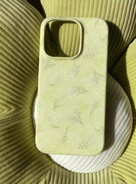 清新绿色夏日铃兰花苹果手机壳菲林壳适用iPhone16promax/15pro/13/14plus手机壳磨砂苹果12mini硬XS/8保护套