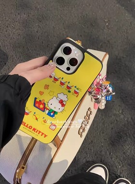 夏日厨师KT猫适用苹果16promax苹果手机壳iPhone15pro菲林14亚克力黑边小米1415Pro华为mate60p70三星S23防摔