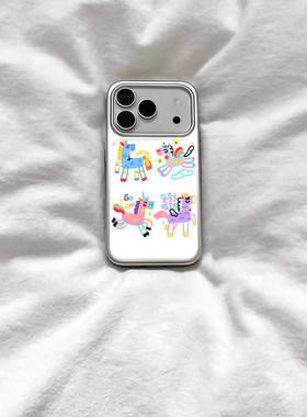 ins可爱马到成功小马电镀银磁吸适用苹果iPhone17promax手机壳1615pro小米1415Pro华为mate60p70三星S23防摔
