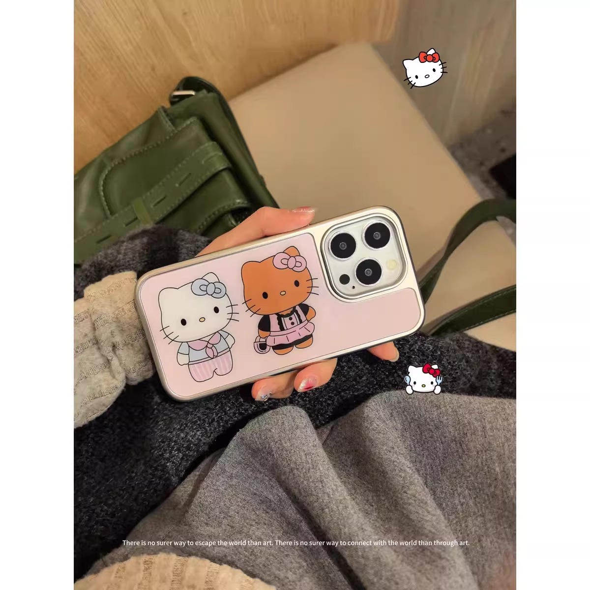 可爱凯蒂猫少女粉新款韩系电镀银边手机壳适用苹果iPhone16pro高级感小众15plus亮面14promax13防摔简约气质